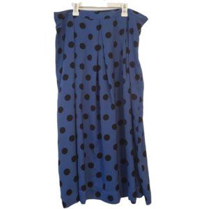Who What Wear Women's 14 Blue Black Polka Dot Midi Skirt